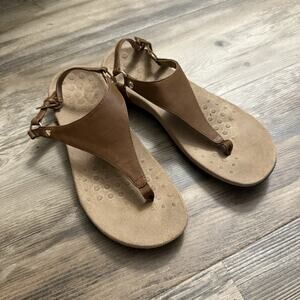 Vionic Kirra Backstrap Thong Sandals Women’s Size 9.5M Tan Leather Comfort Shoes